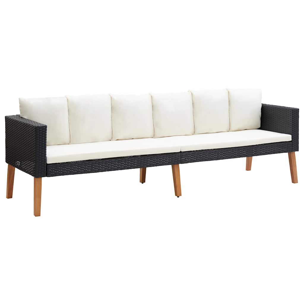3-Sitzer-Gartensofa mit Auflagen Poly Rattan Beige