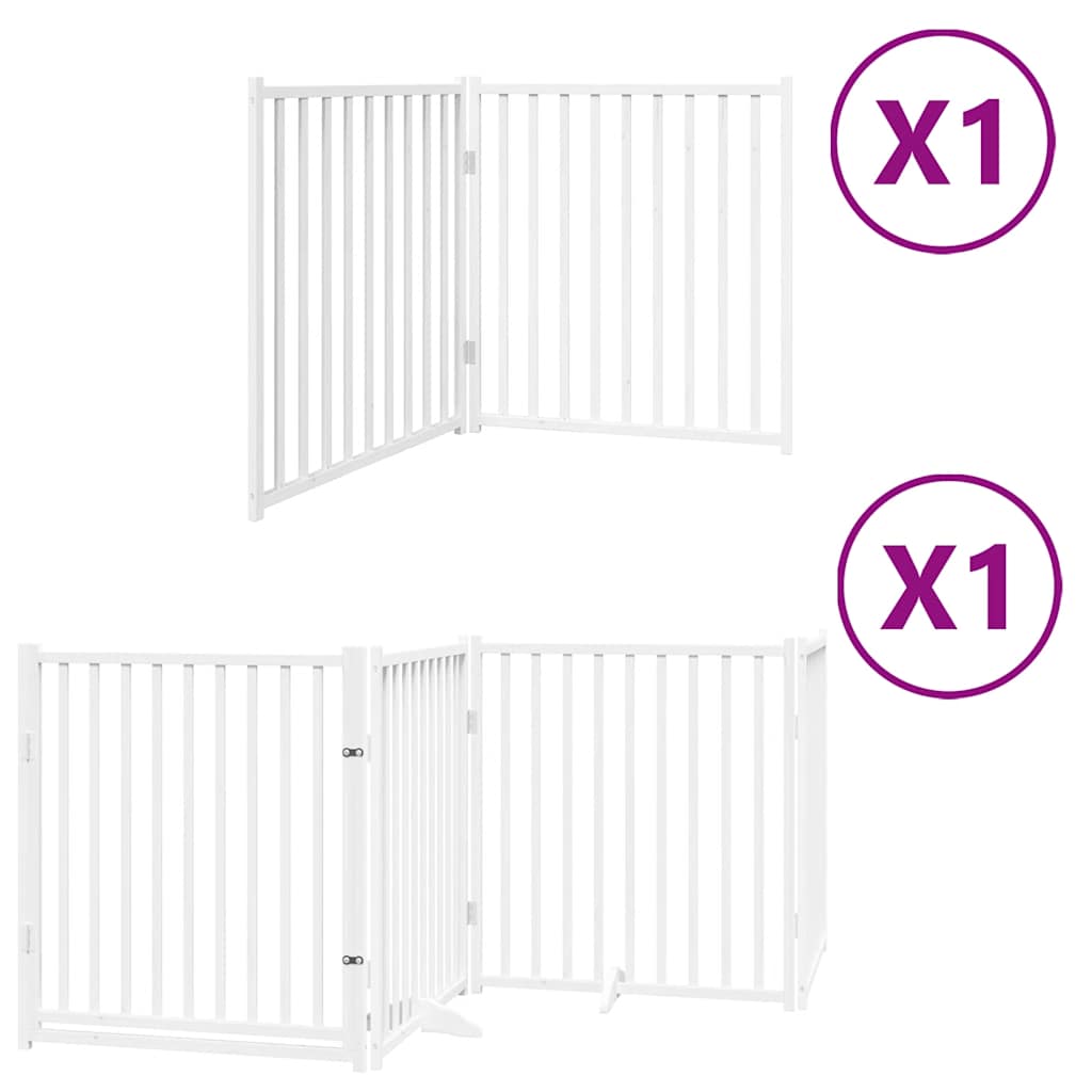 9-tlg. Hundetor mit Tür Faltbar 450 cm Pappelholz
