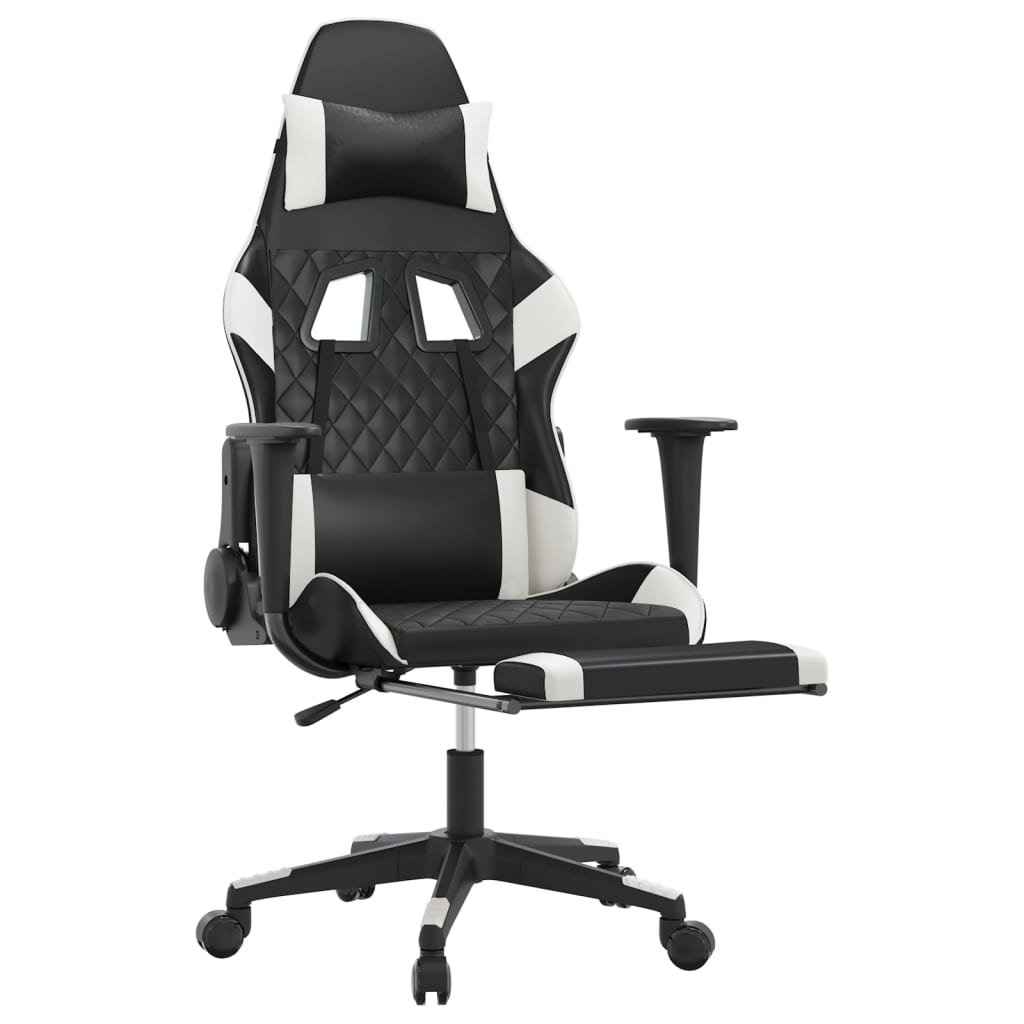 Gaming-Stuhl mit Massagefunktion Schwarz und Blau Kunstleder