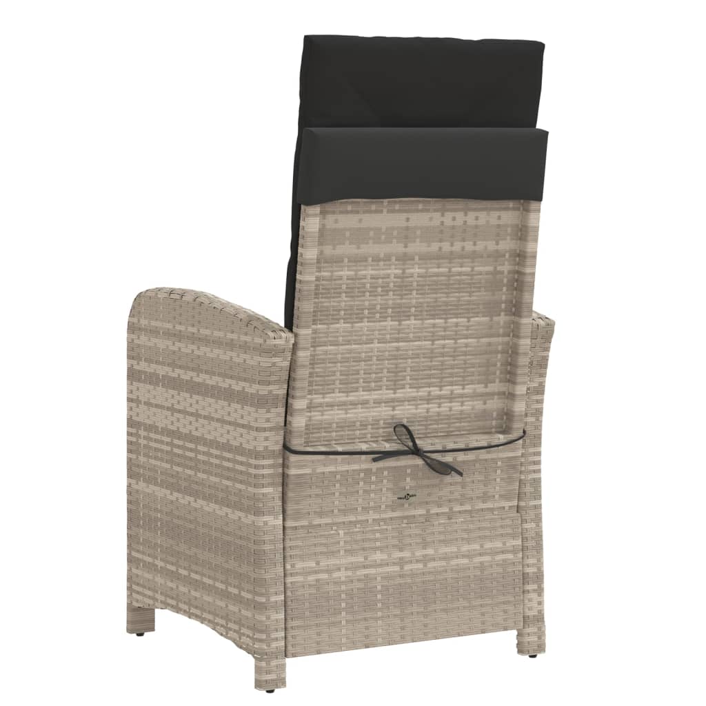 Gartensessel Verstellbar mit Kissen Schwarz Poly Rattan