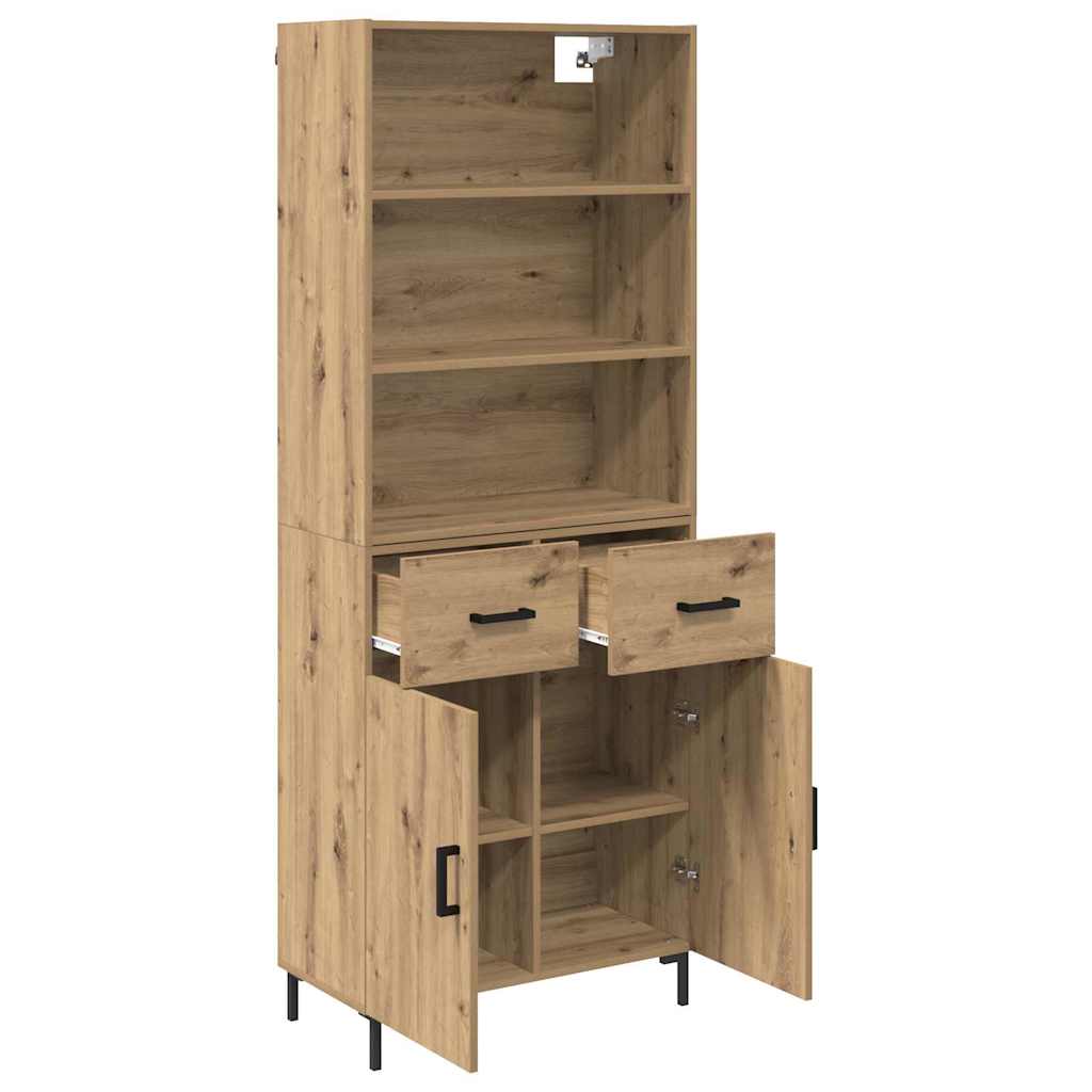 Highboard Hochglanz-Weiß 69,5x34x180 cm Holzwerkstoff