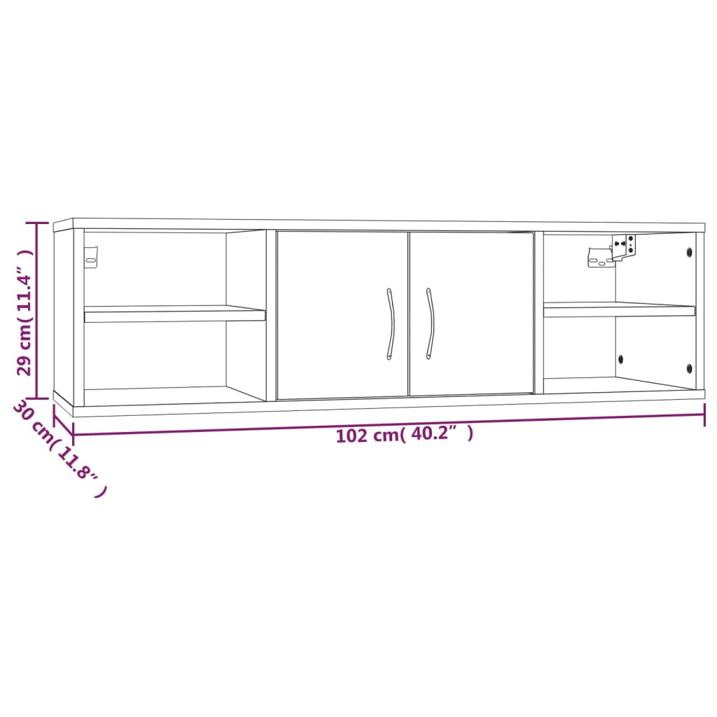 Wandregal Weiß 102x30x29 cm Holzwerkstoff