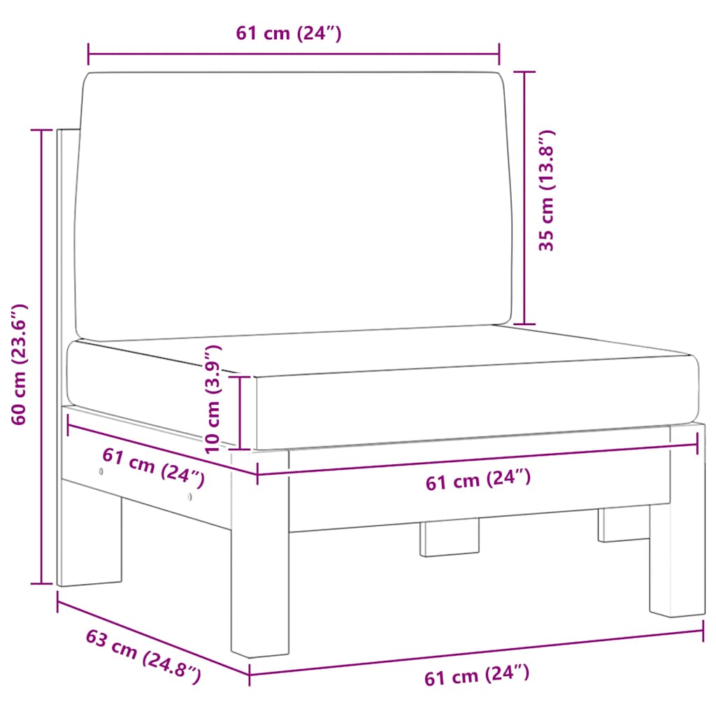 2-tlg. Garten-Lounge-Set mit Cremeweißen Kissen Akazienholz