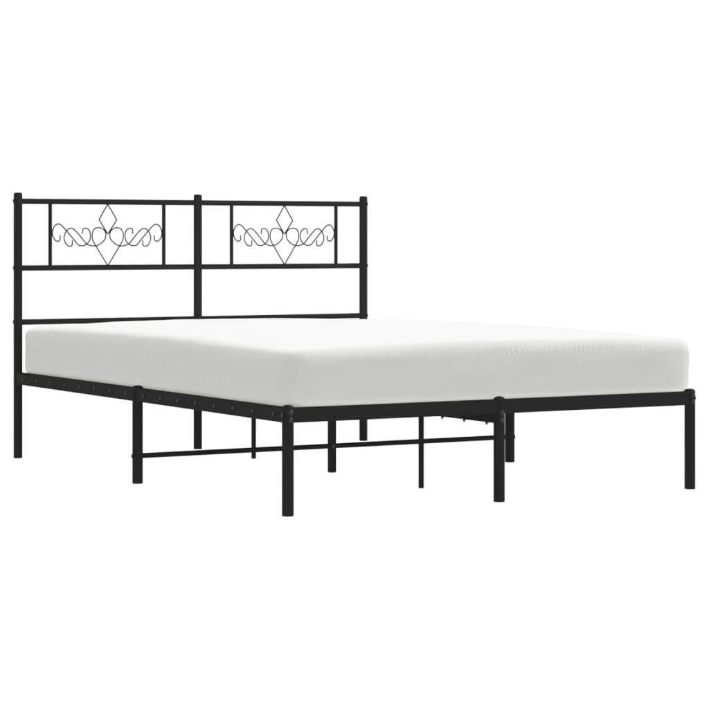 Bettgestell mit Kopfteil Metall Schwarz 100x190 cm