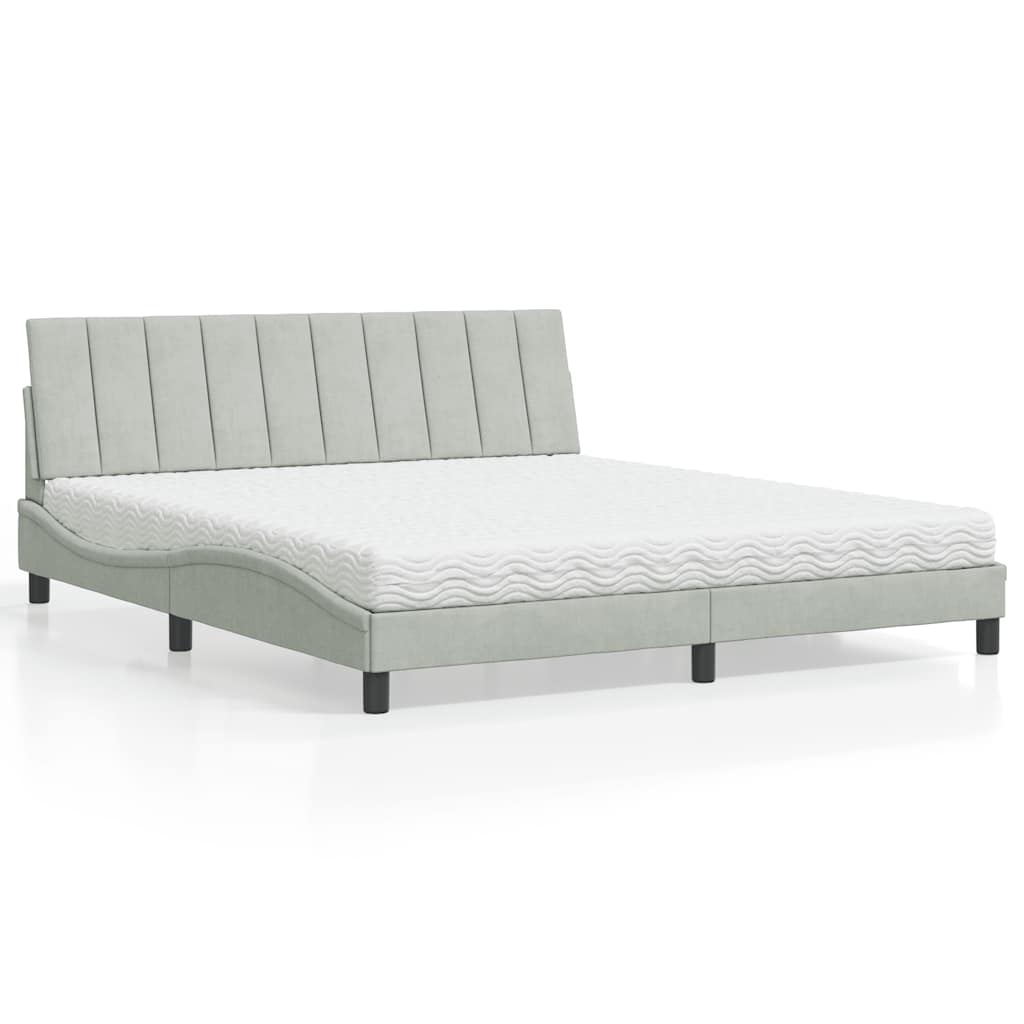 Bett mit Matratze "Hanko" Hellgrau 80x200 cm Samt