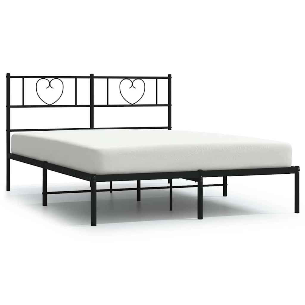 Bettgestell mit Kopfteil Metall Schwarz 100x190 cm