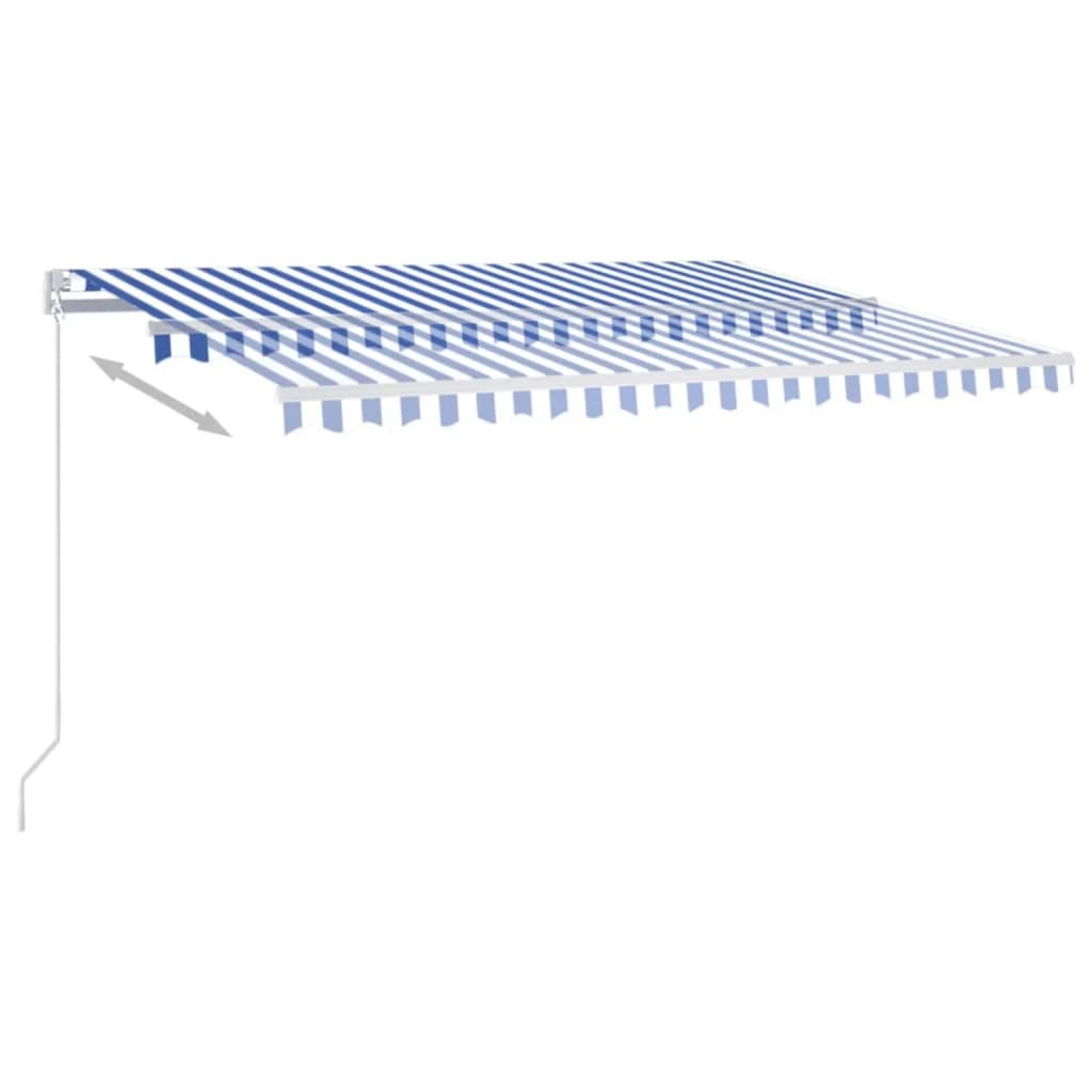 Markise Manuell Einziehbar mit LED 300x250 cm Blau und Weiß