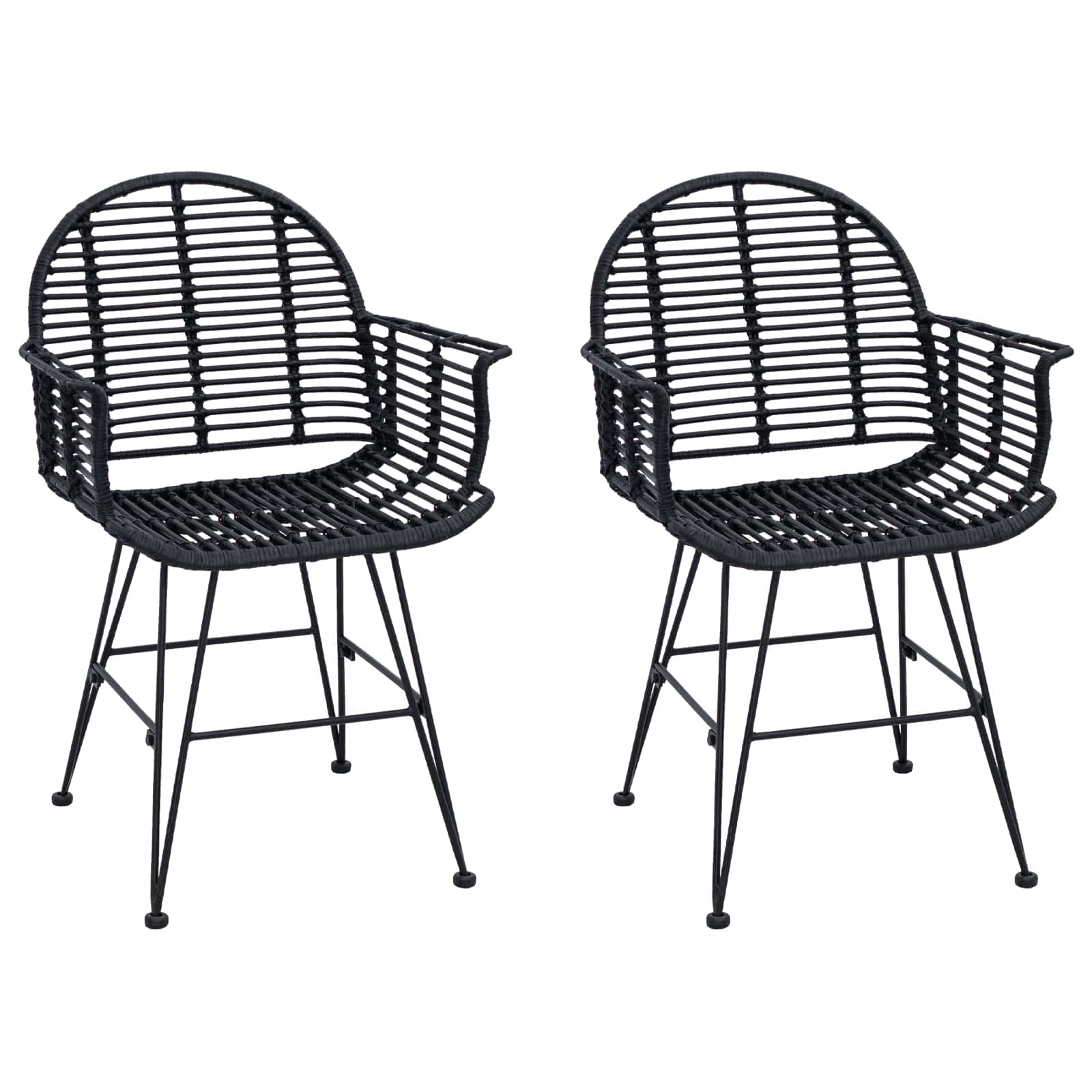 Esszimmerstuhl 2 pcs Rattan und Eisen Natur 57 x 55 x 85 cm