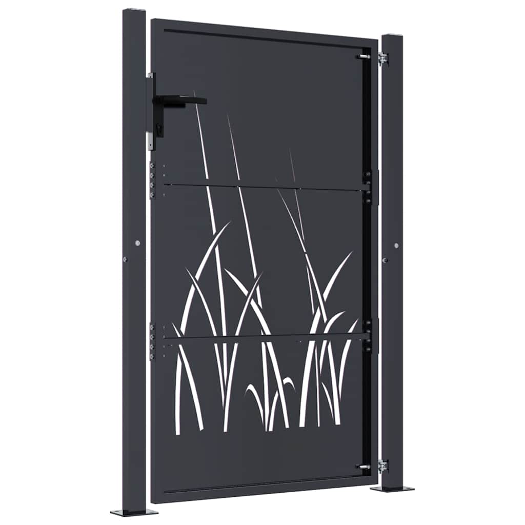 Gartentor Anthrazit 100x75 cm Stahl Gras-Design