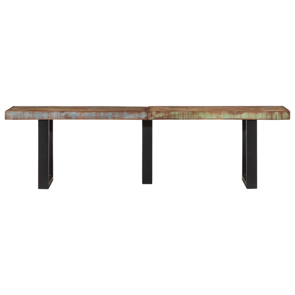 Sitzbank mit Naturkanten 110 cm Akazie Massivholz und Stahl