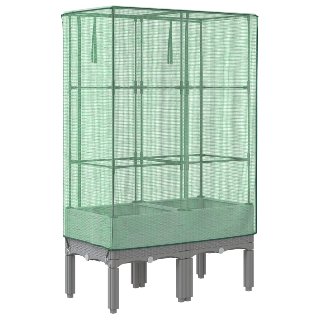 Hochbeet mit Gewächshaus-Aufsatz Rattan-Optik 40x40x140 cm