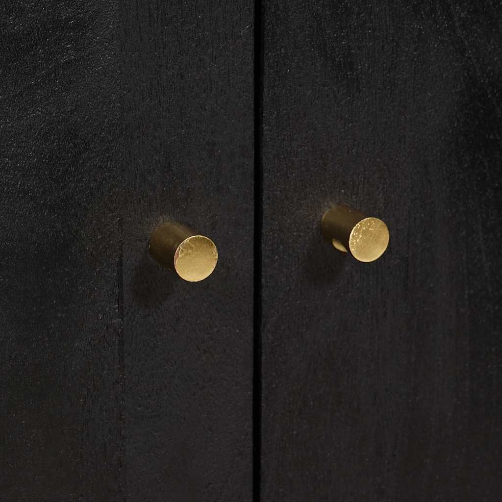 Highboard Grau und Gold 60 x 33 x 100 cm Massivholz Mango
