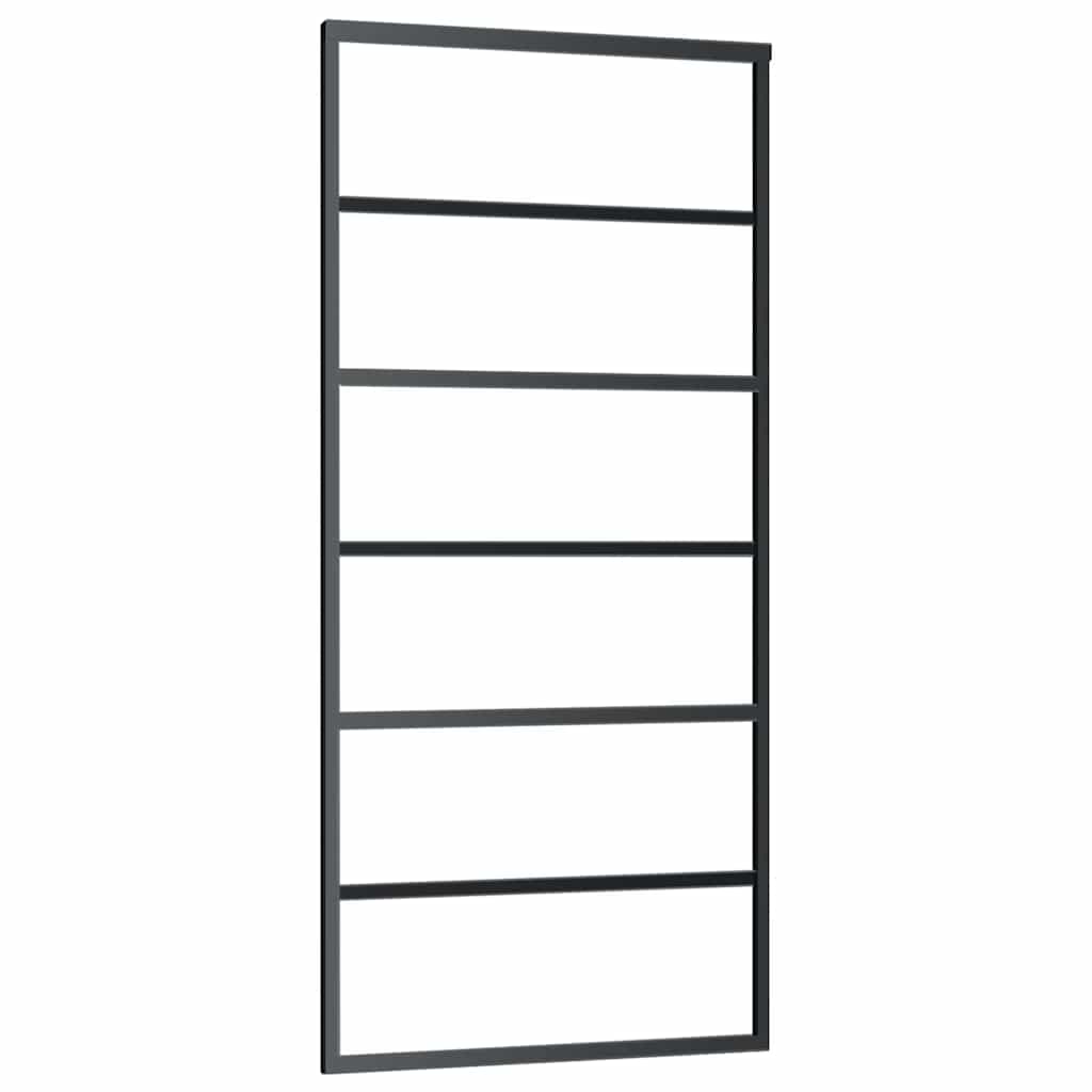Schiebetür mit Beschlag Schwarz 76x205 cm ESG-Glas