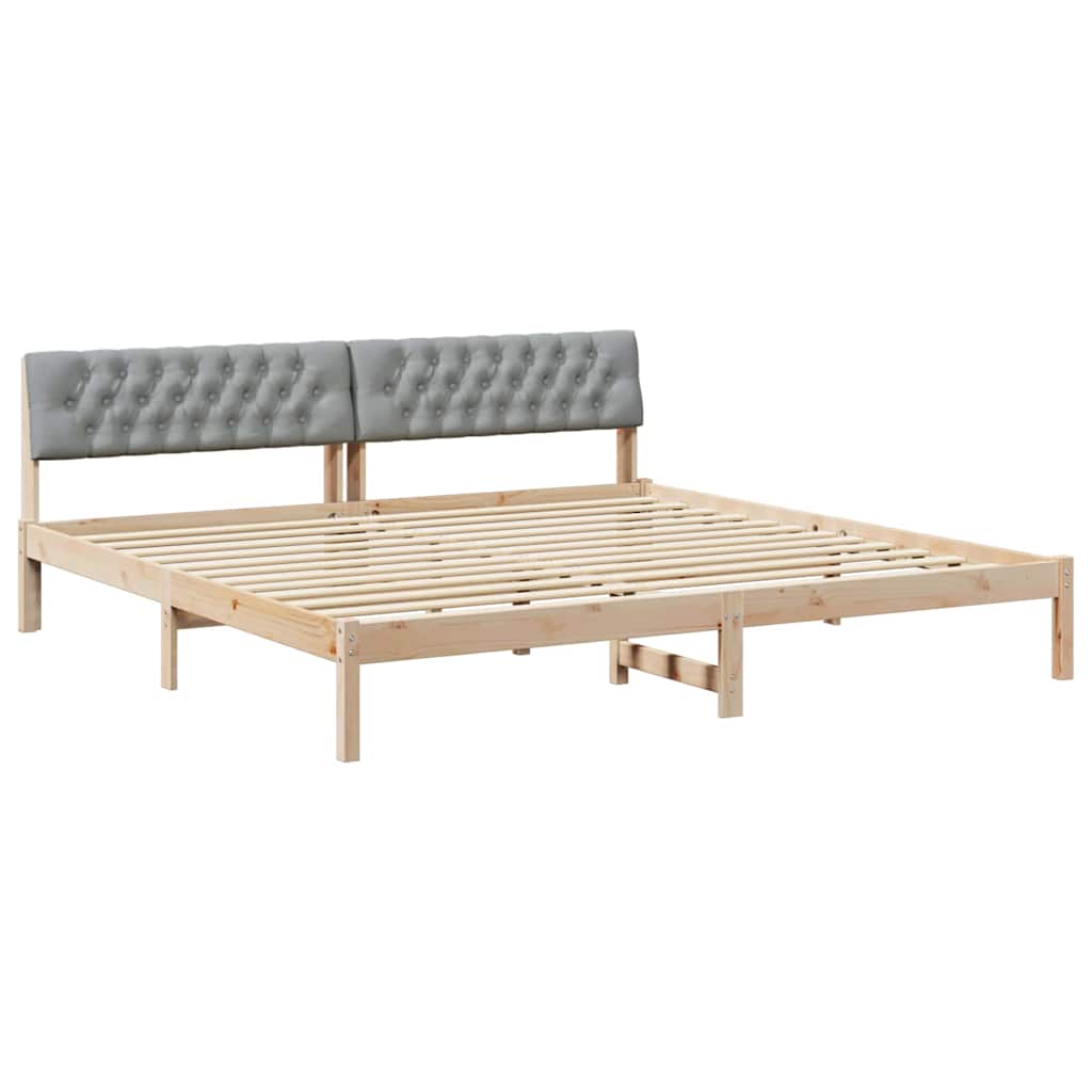 Bettgestell Braun und hellgrau 200 x 200 cm Massivholz Kiefer