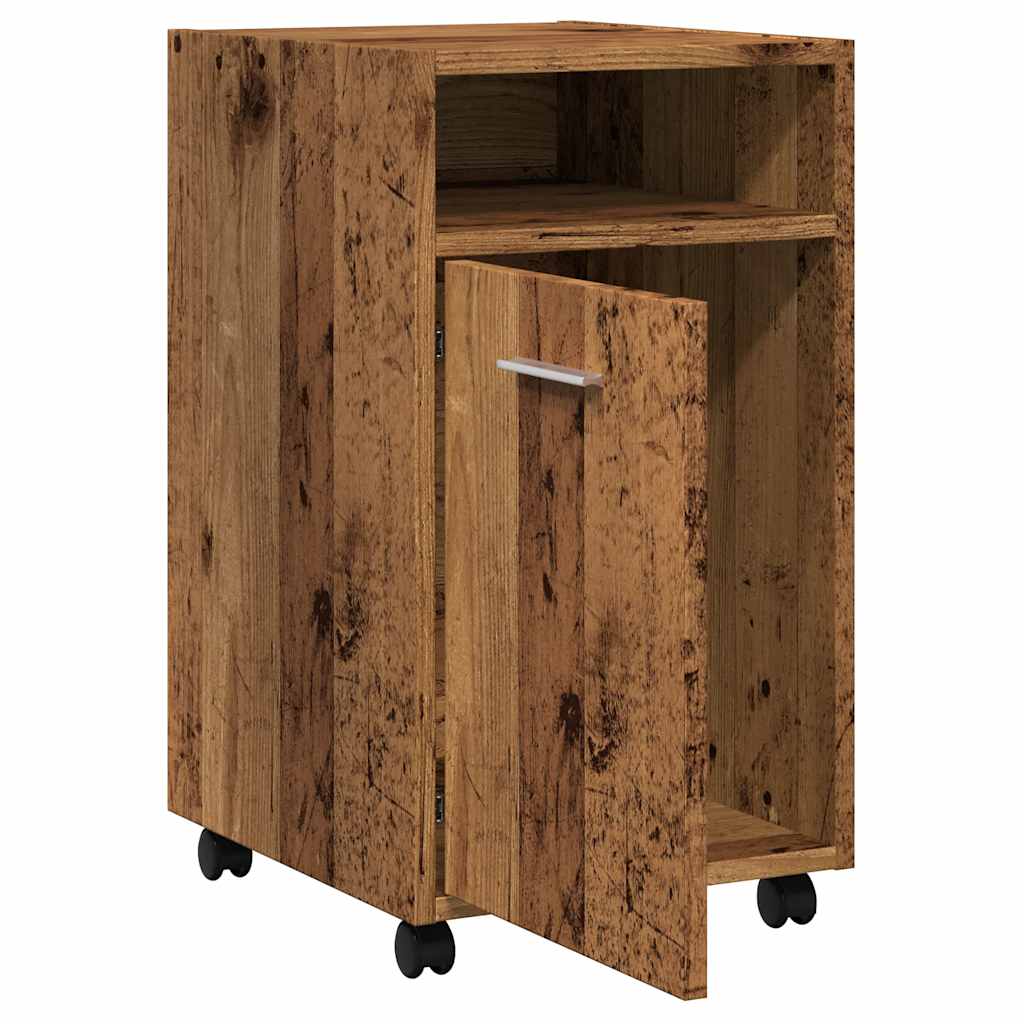 Beistellschrank mit Rollen Weiß 33x38x60 cm Holzwerkstoff