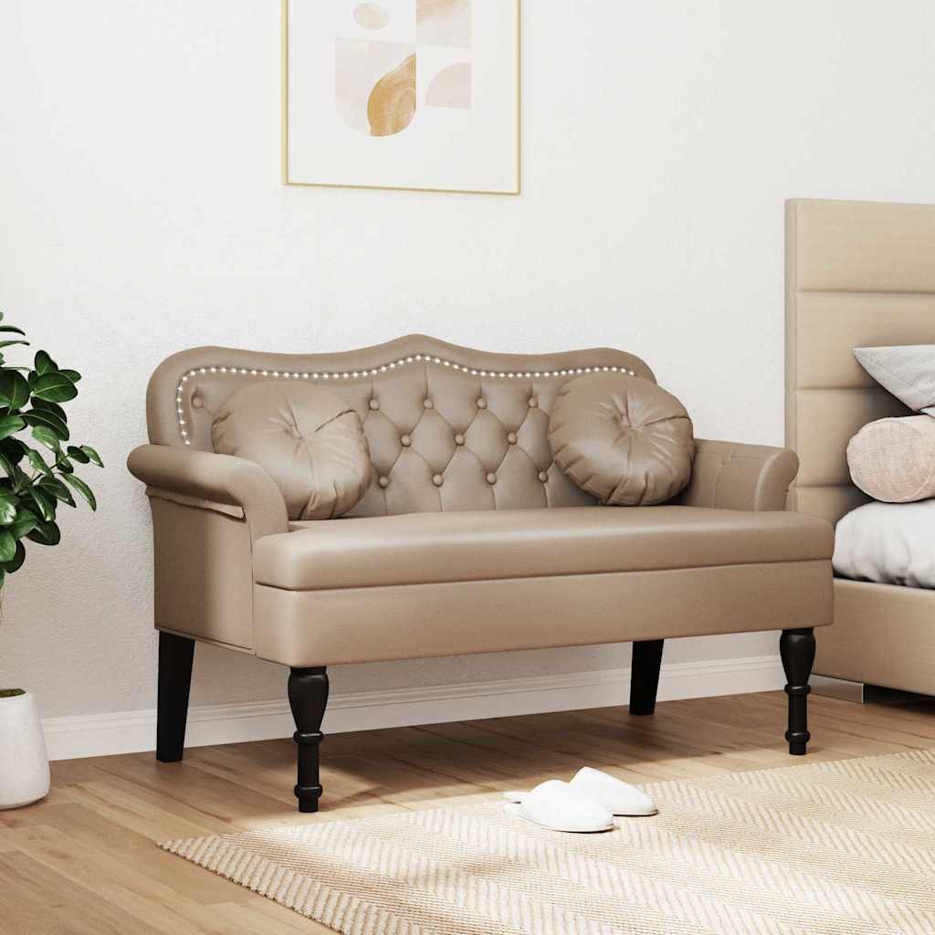 Chesterfield Bank Creme 120,5 x 65 x 75 cm Kunstleder