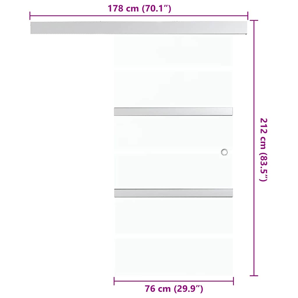 Schiebetür ESG-Glas und Aluminium 76x212 cm Silbern