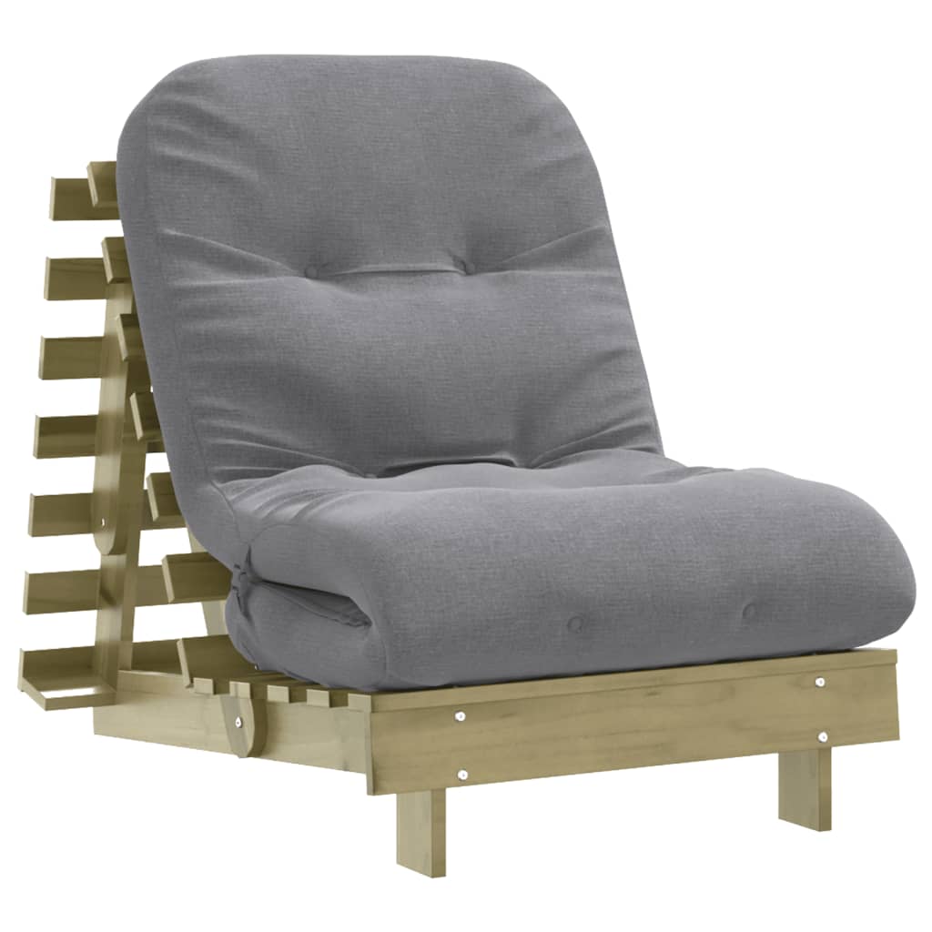 Futon Schlafsofa mit Matratze Braun 70x206x11 Massivholz Kiefer