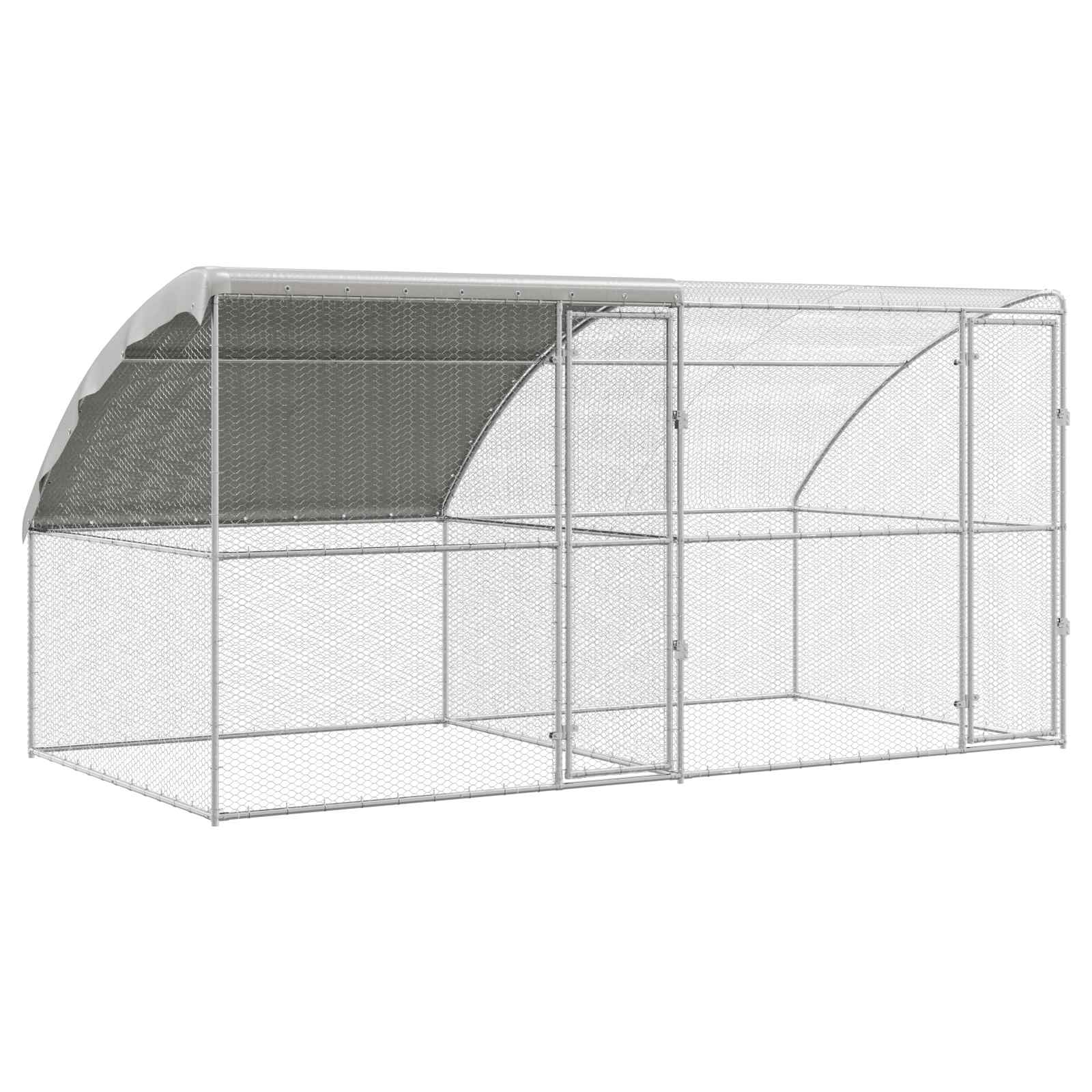 Hühnerkäfig 2 pcs Silber 400 x 200 x 200 cm Stahl und PE