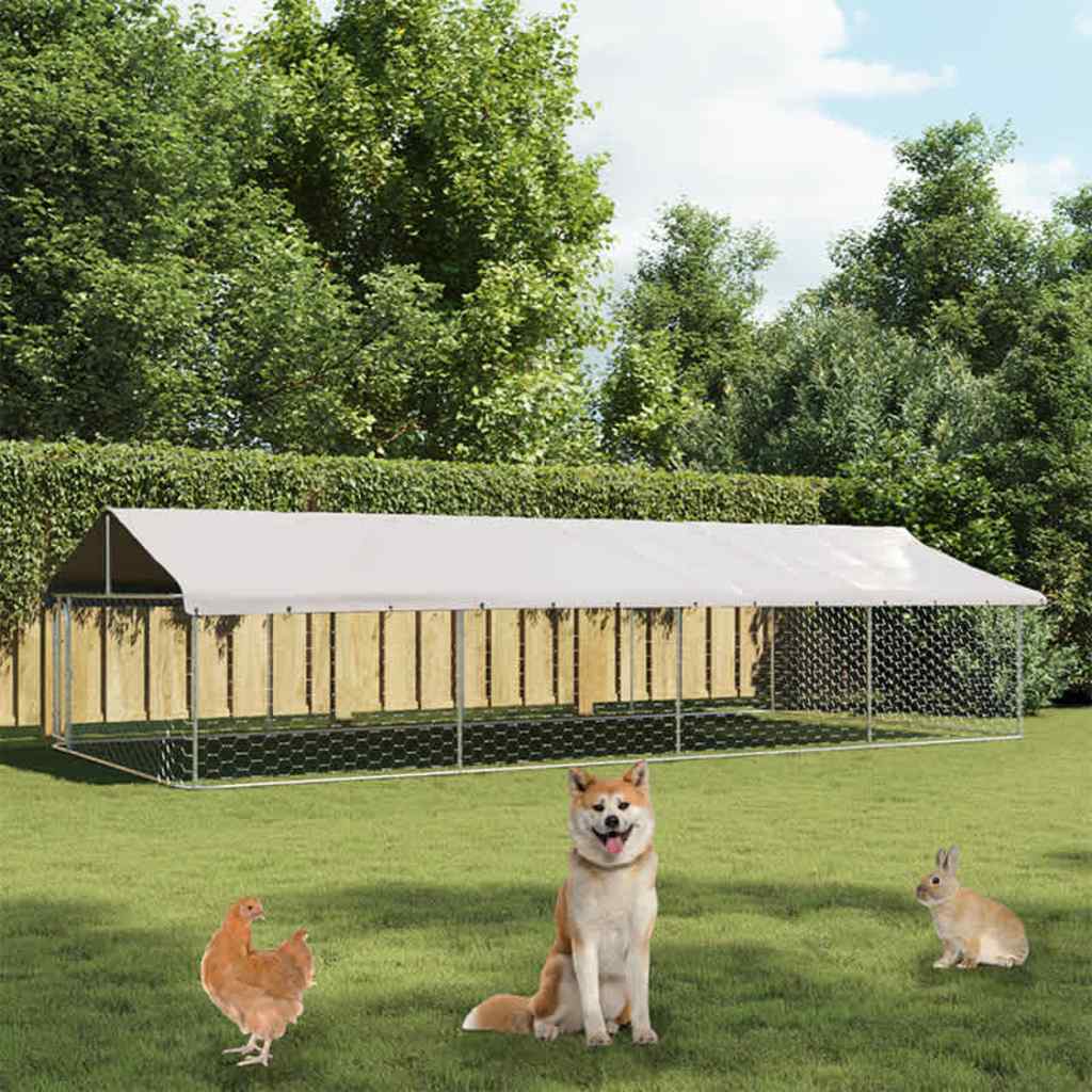 Outdoor-Hundezwinger mit Dach 400x200x150 cm