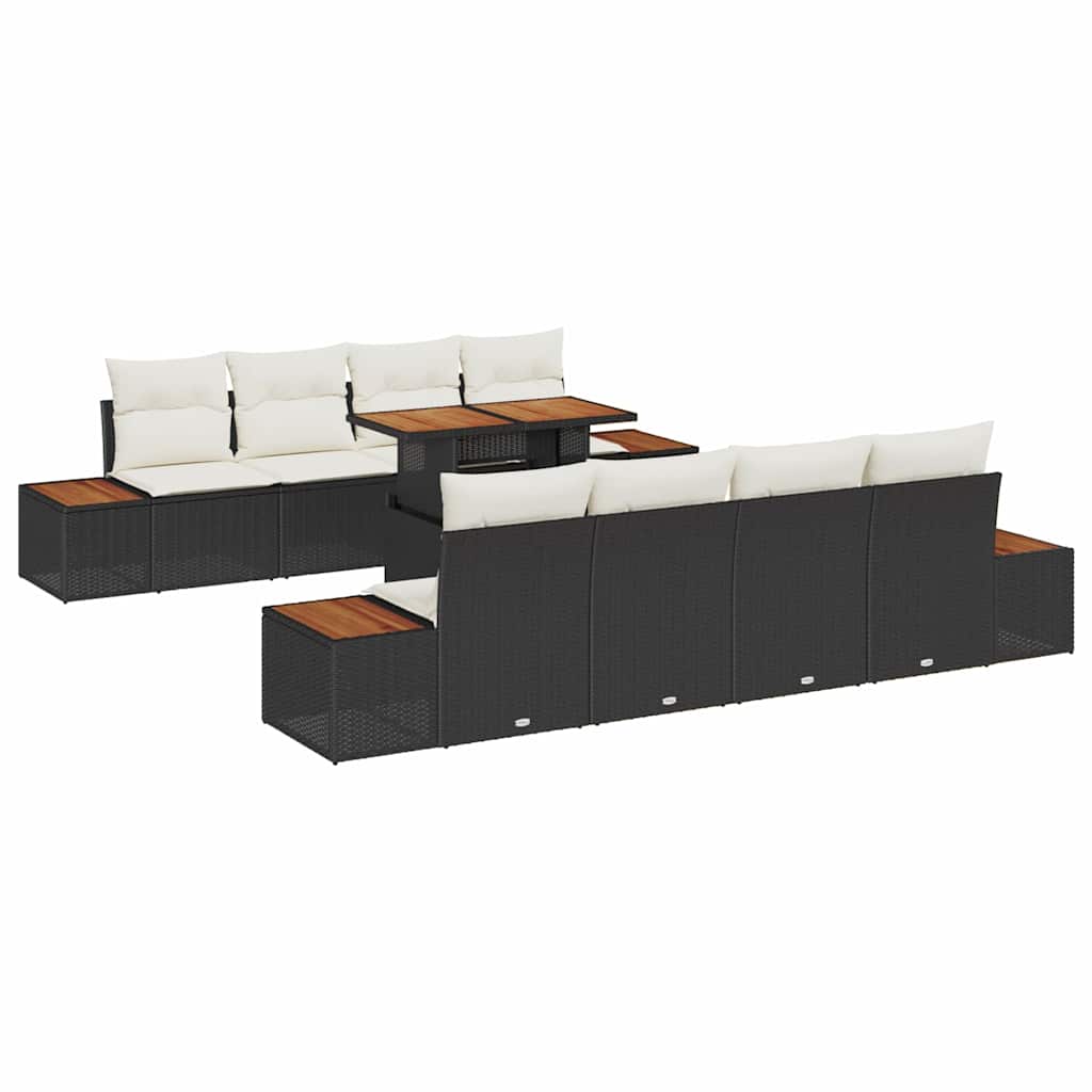 Garten Essgruppe mit Kissen 9 pcs Schwarz und Beige