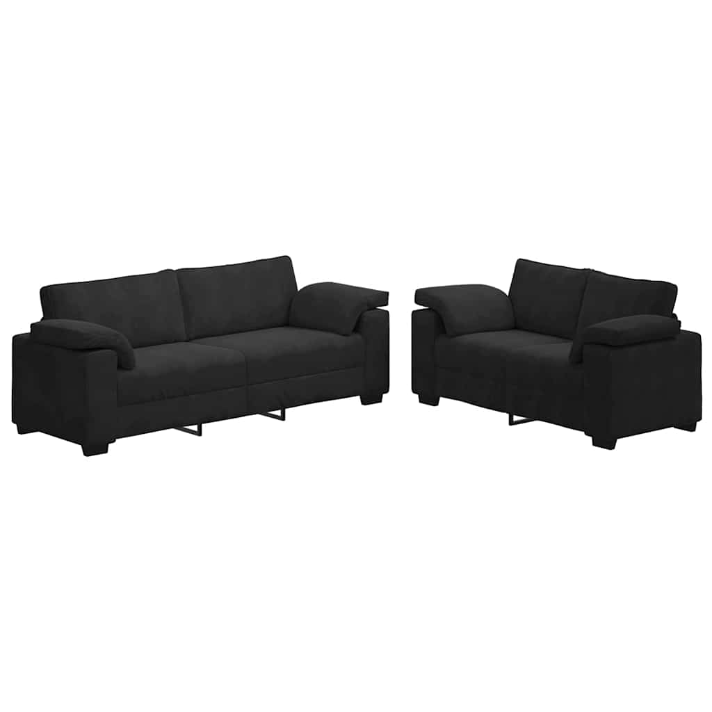 2-teiliges Sofa-Set mit Kissen, hellgrauer Samt