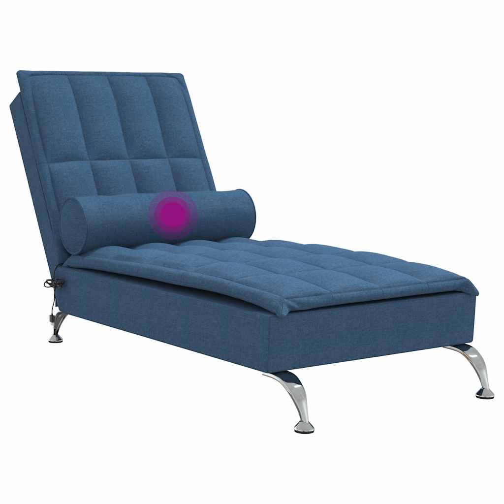 Massage-Chaiselongue mit Nackenrolle Hellgrau Stoff