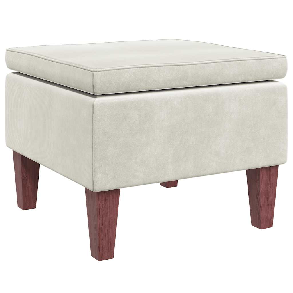 Hocker mit Holzbeinen Dunkelgrau Samt