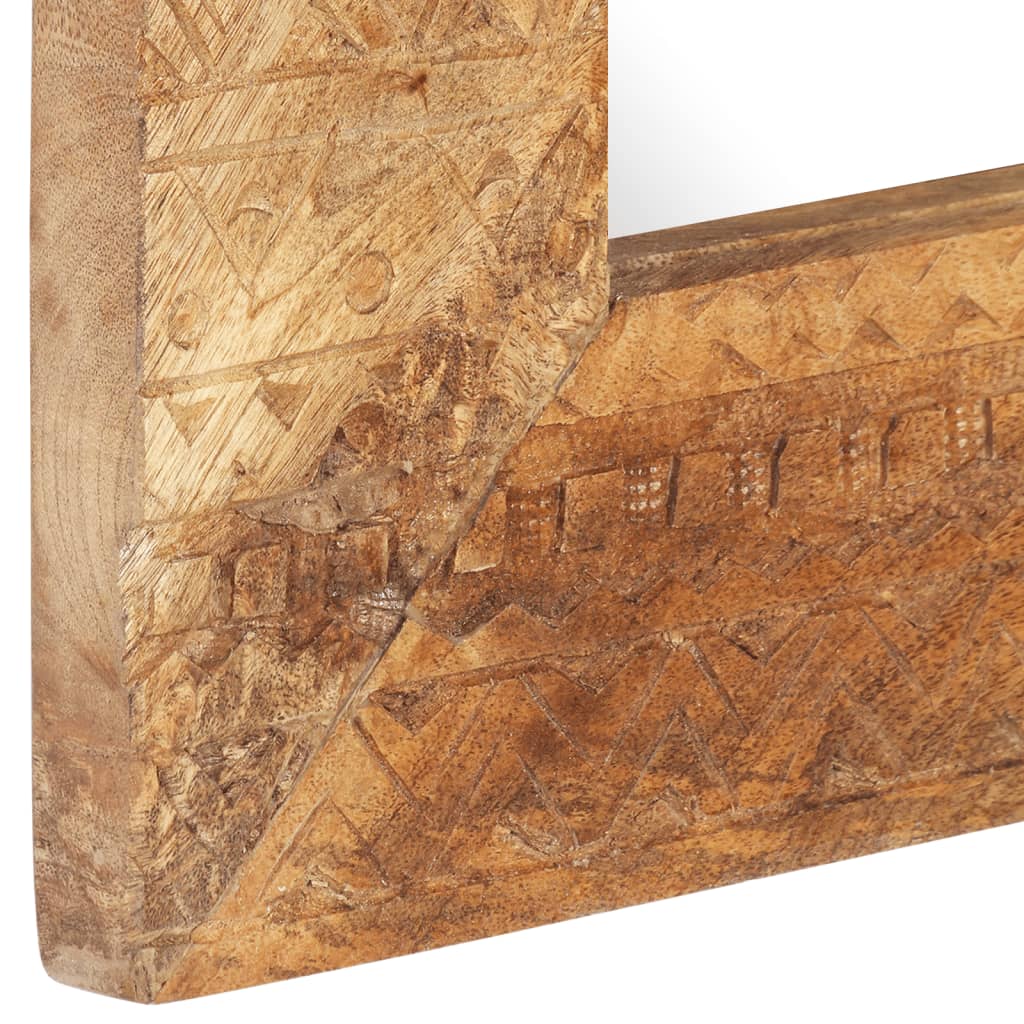 Handgeschnitzter Spiegel 50x50x2,5 cm Massivholz Mango