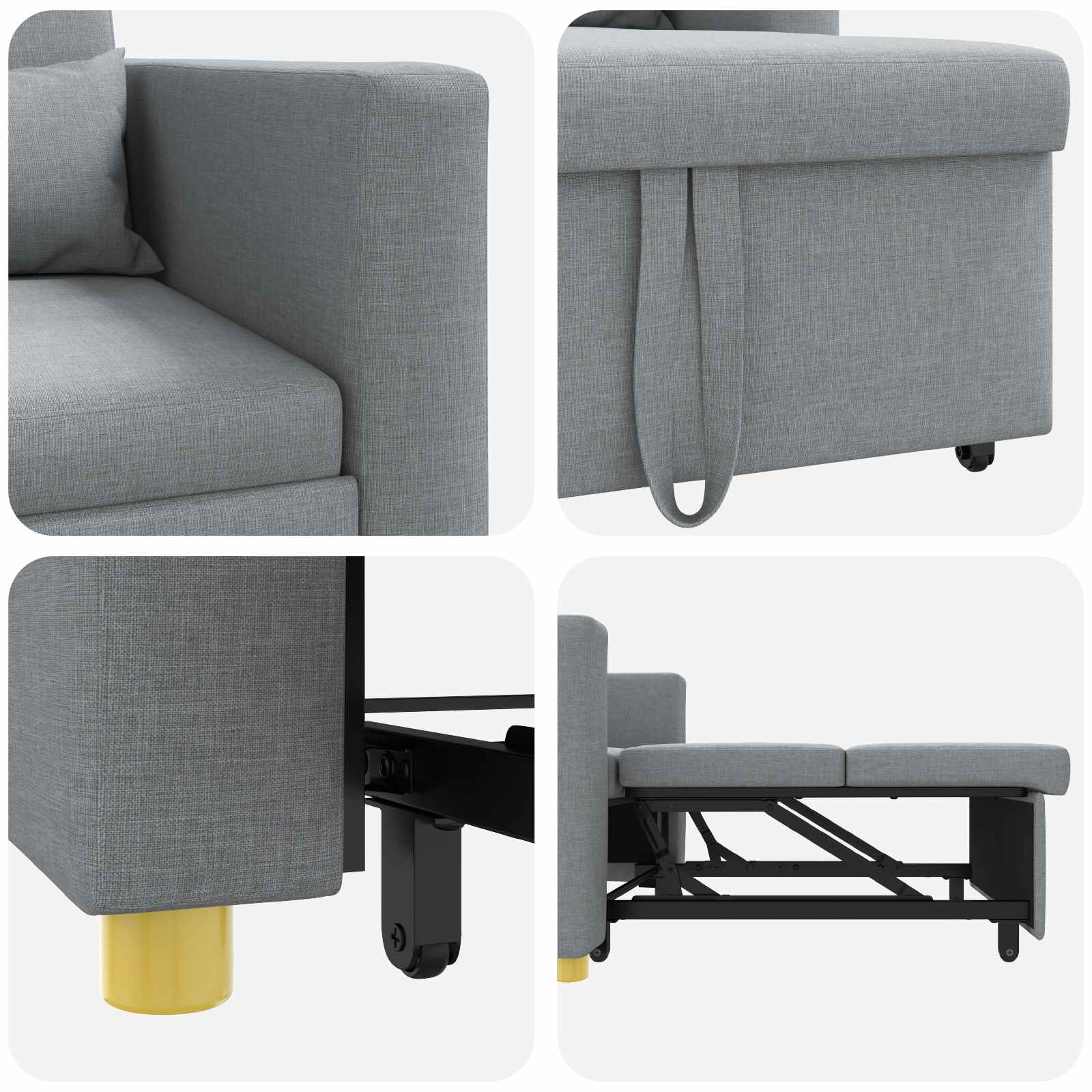 Ausziehbare Schlafcouch Einzel Hellgrau 90 x 165 x 87 cm Stoff