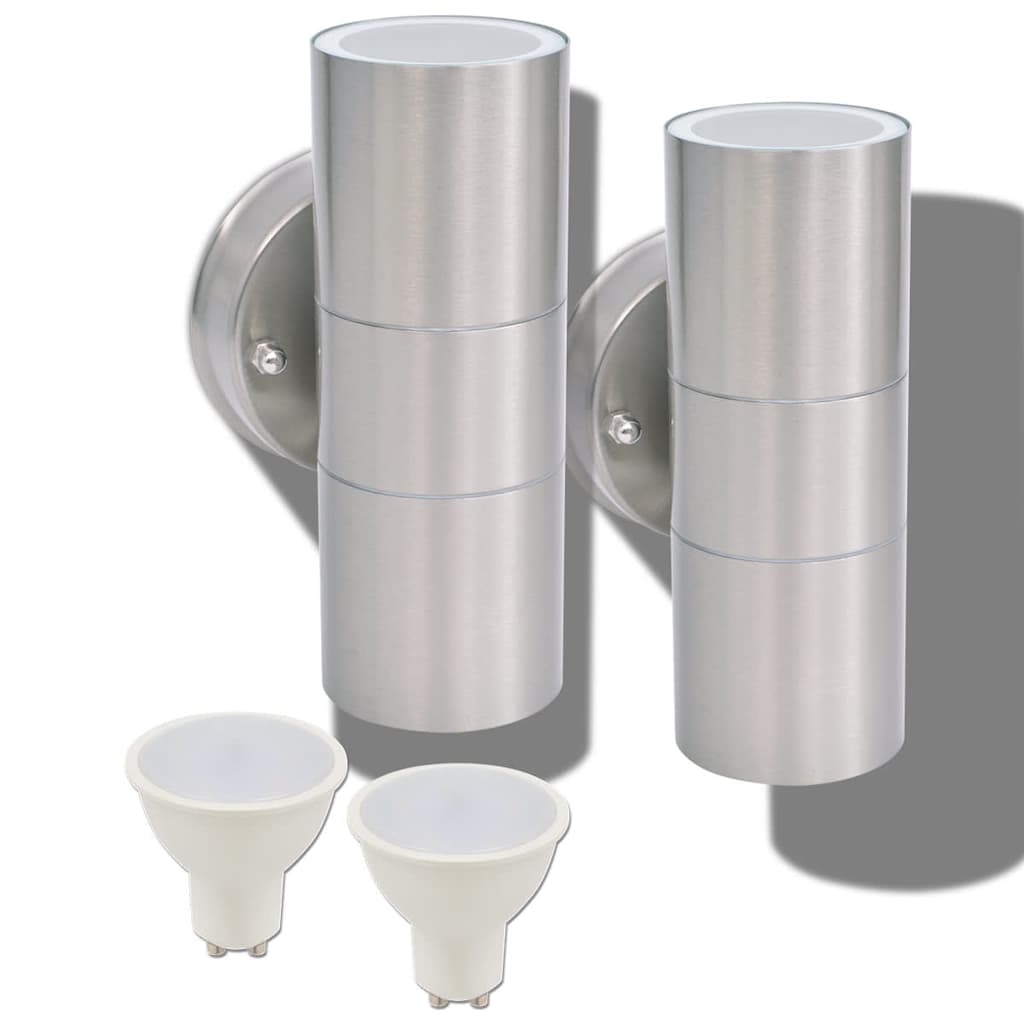 Outdoor LED-Wandleuchten 2 Stk. Edelstahl Abwärtsstrahlend