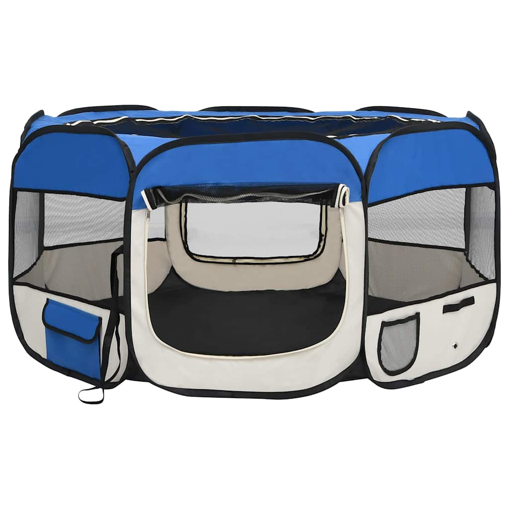 Faltbarer Welpenlaufstall mit Tragetasche Schwarz 90x90x58 cm