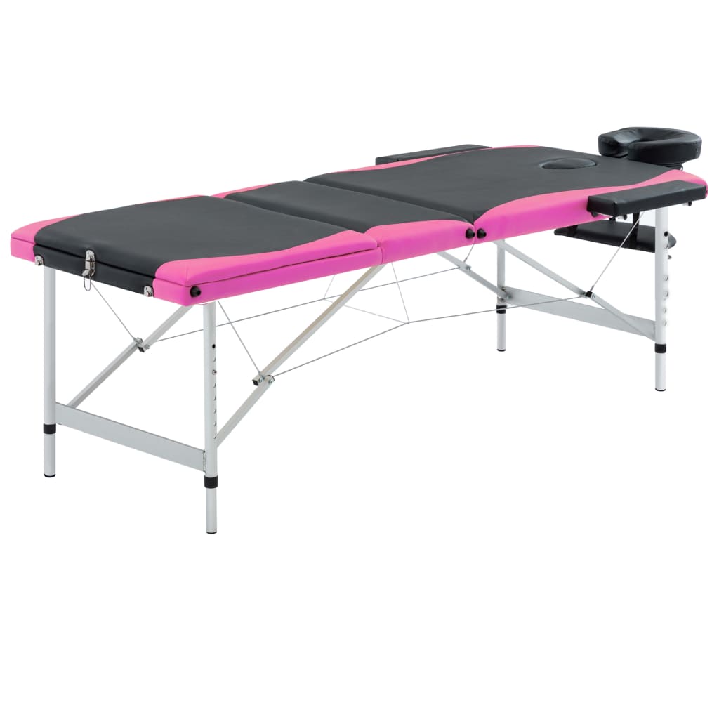 Massagetisch Klappbar 3 Zonen Aluminium Dunkellila