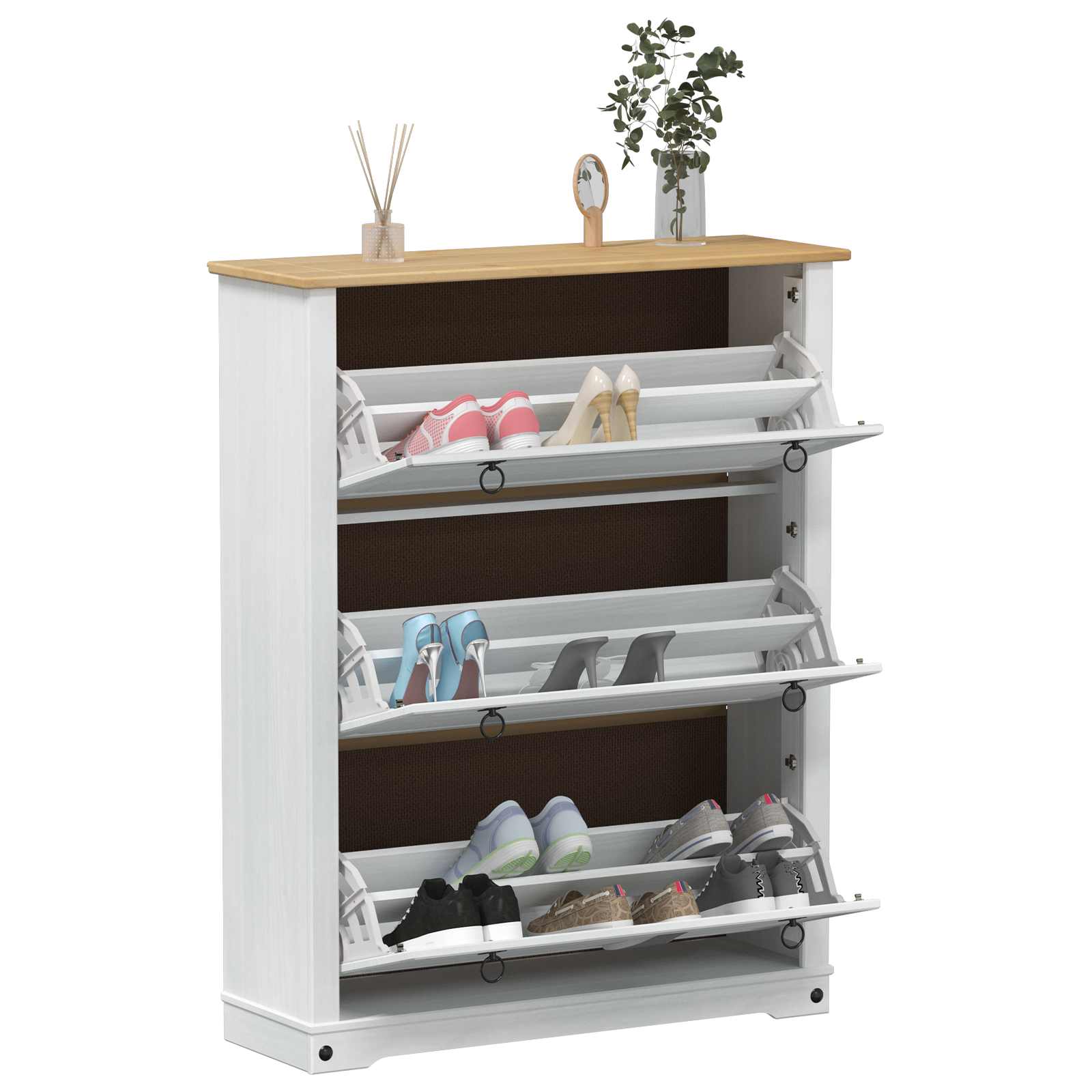 Schuhschrank Corona 99x32x47 cm Massivholz Kiefer