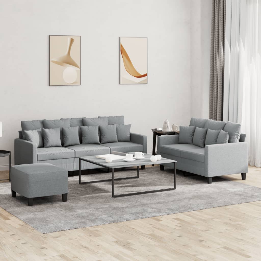 2-tlg. Sofagarnitur mit Kissen Braun Stoff