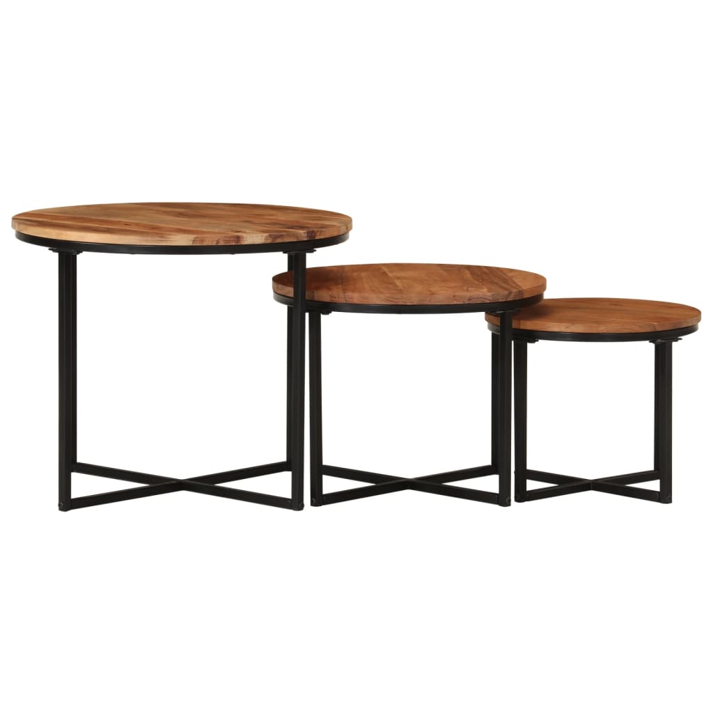 Couchtisch 45x45x35 cm Massivholz Akazie und Eisen