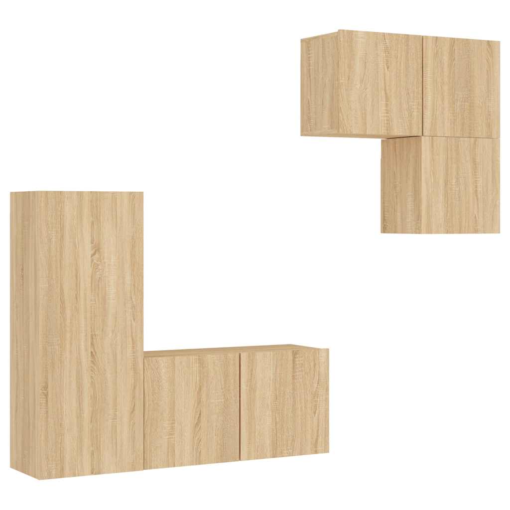 4-tlg. Wohnwand Weiß Holzwerkstoff