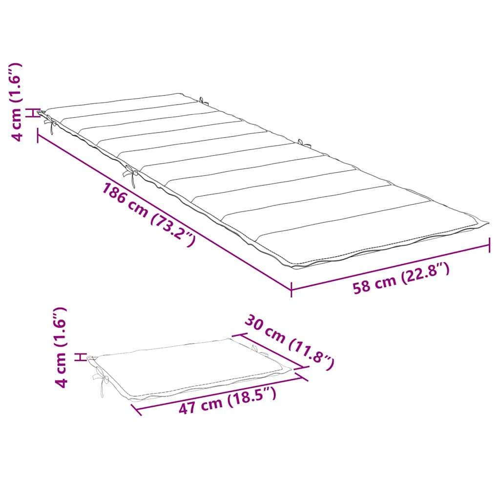 Sonnenliegen-Auflage Grau 186x58x4 cm Oxford-Gewebe