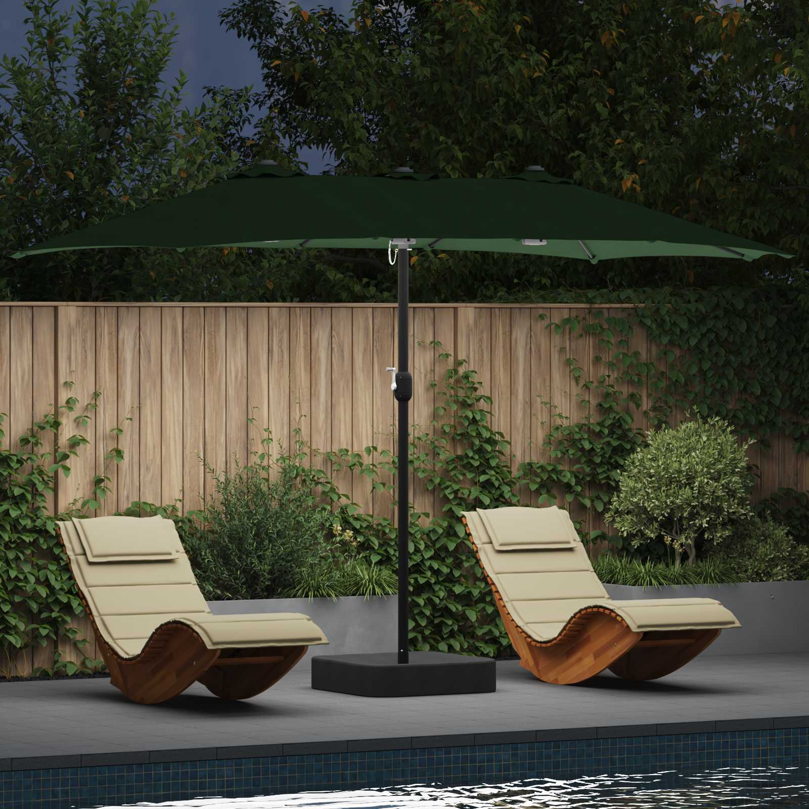 Garten-Sonnenschirm Sand und Anthrazit 385 x 209 x 244 cm