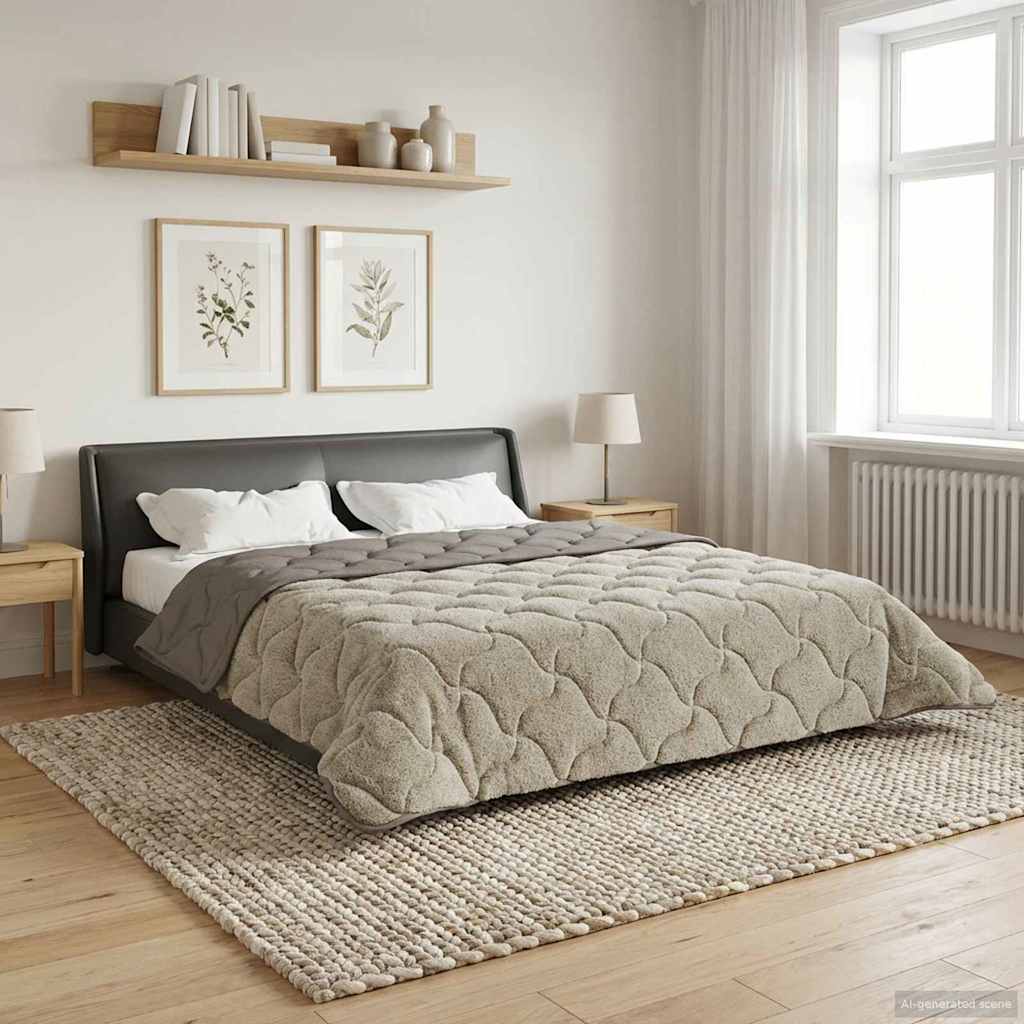 Sommerdecke Anthrazit 135 x 200 cm Mikrofaser und Teddy-Fleece