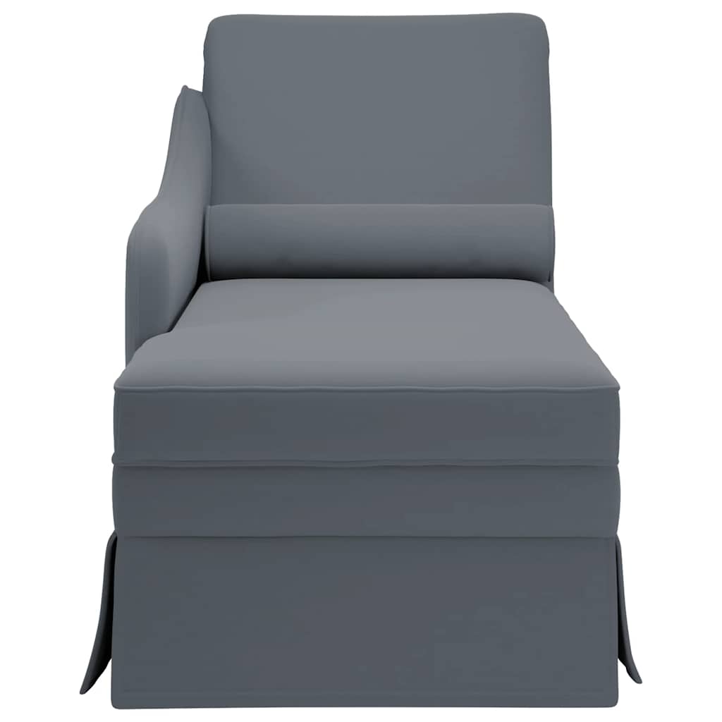 Chaiselongue mit Nackenrolle und Rechter Armlehne Blau Samt
