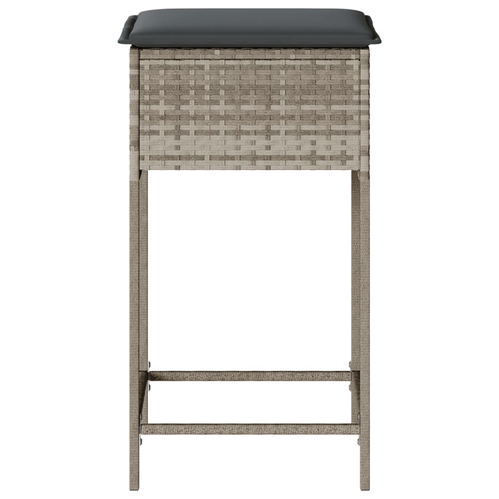 Garten-Barhocker mit Kissen 2 Stk. Schwarz Poly Rattan