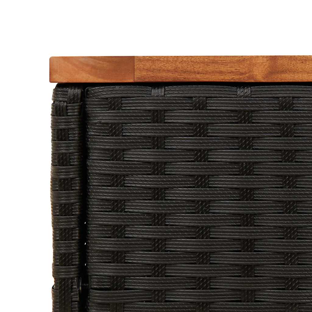 Garten-Beistelltisch mit Glasplatte Schwarz 58x27,5x55cm Rattan