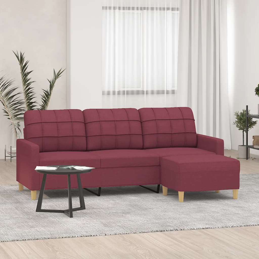 3-Sitzer-Sofa mit Hocker Taupe 180 cm Stoff