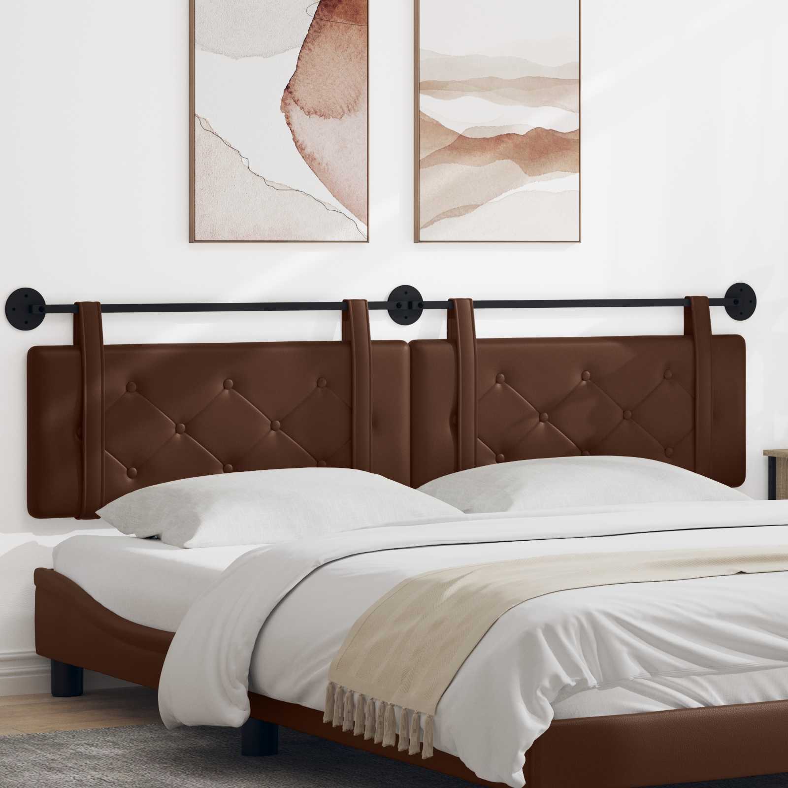 Hängendes Kopfteil Mit LED Licht Creme Kunstleder