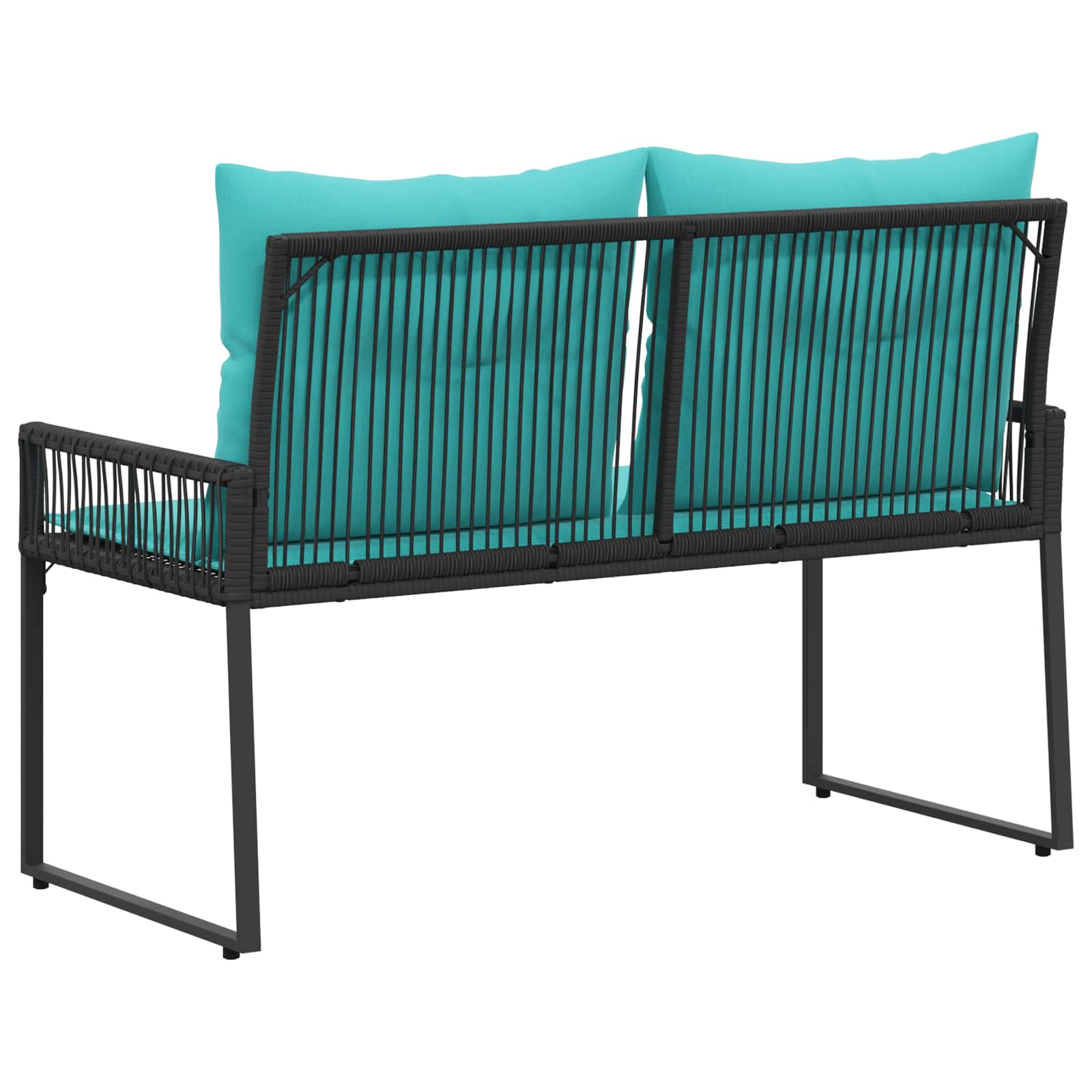 Bank Outdoor mit Kissen 4 pcs Schwarz und Cremeweiß Poly-Rattan