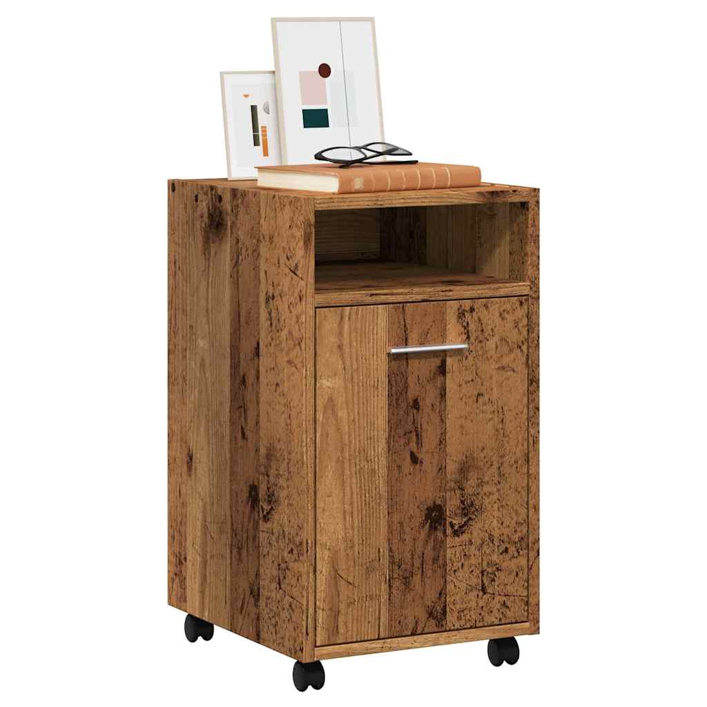 Beistellschrank mit Rollen Weiß 33x38x60 cm Holzwerkstoff