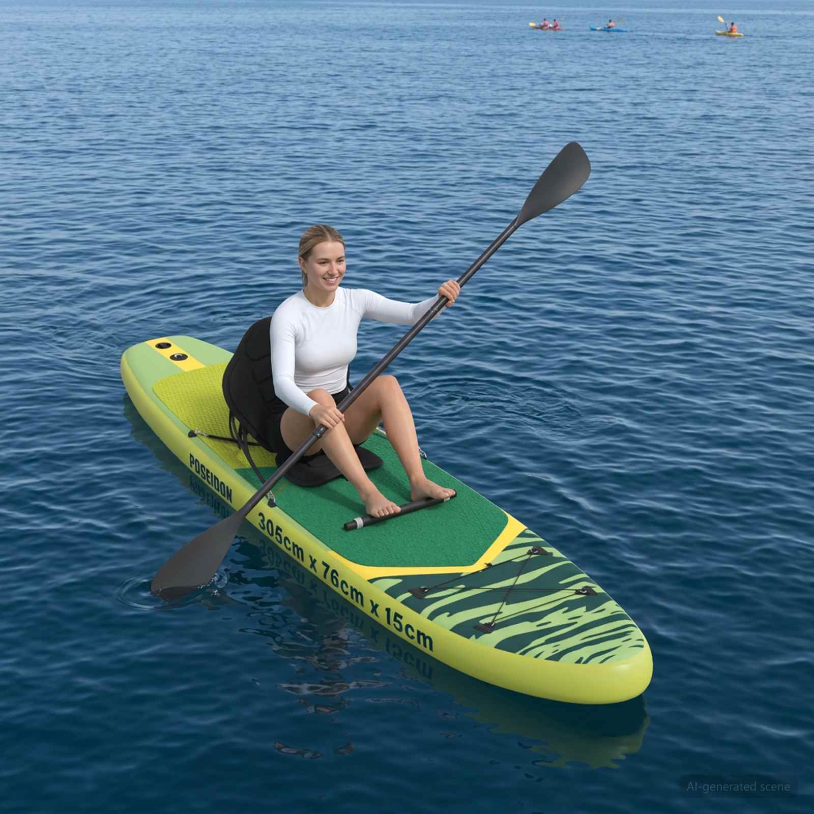 SUP Board mit Sitz 2-in-1 POSEIDON 305 x 76 x 15 cm Grün für