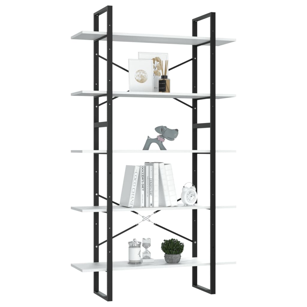 Bücherregal 5 Fächer Weiß 40x30x175 cm Holzwerkstoff