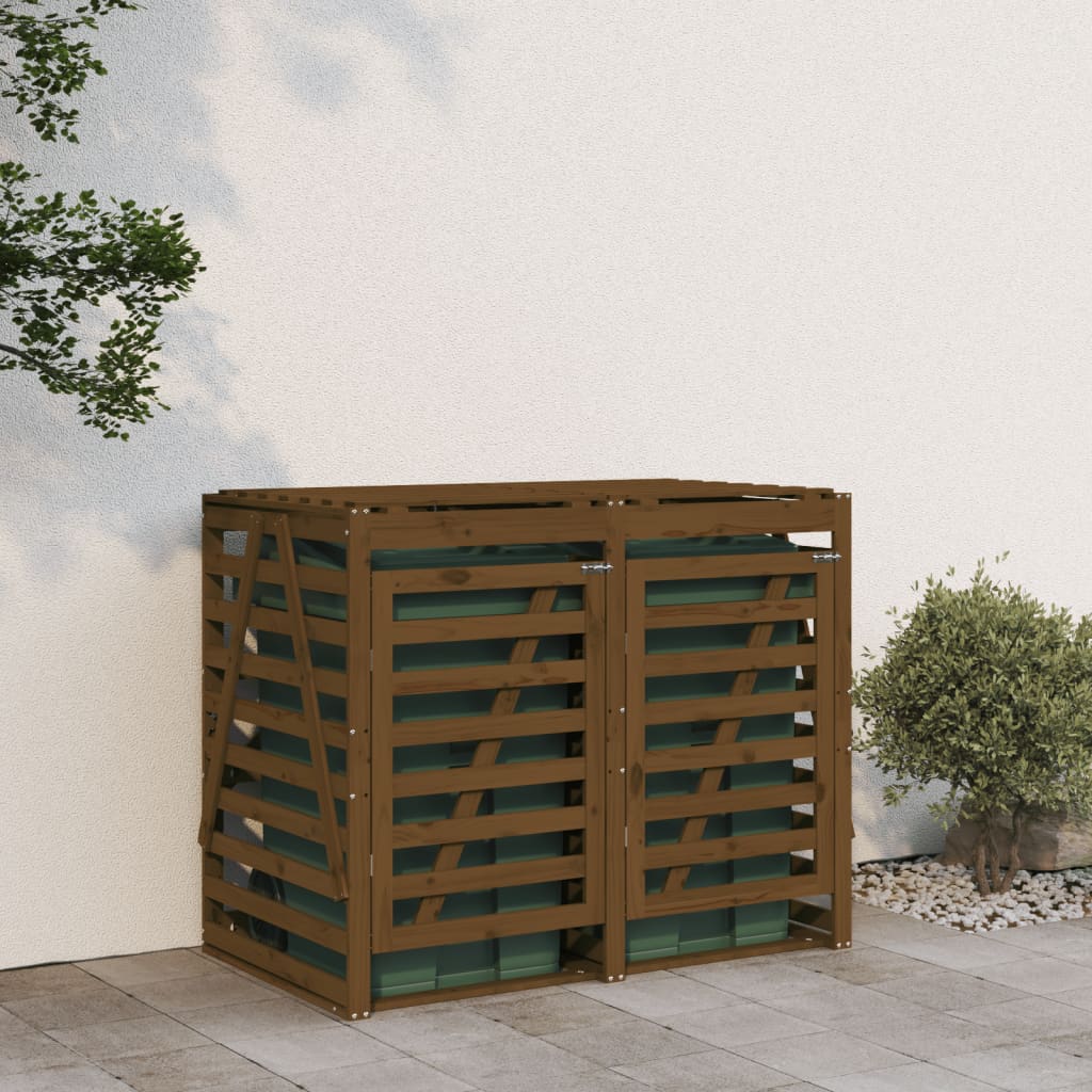 Mülltonnenbox für 2 Tonnen Massivholz Kiefer